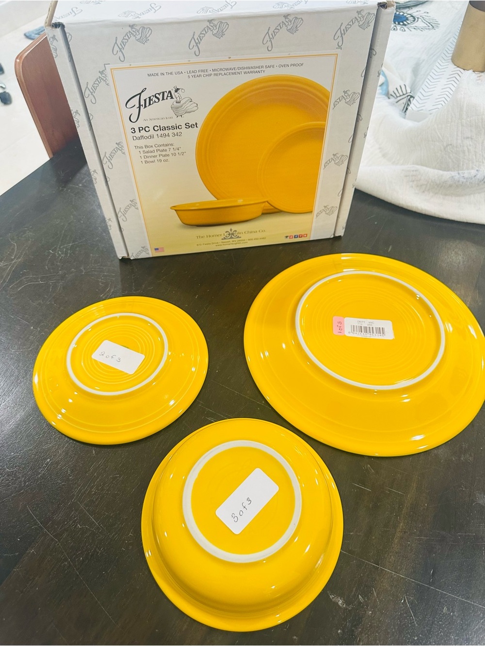 Fiesta Bright Daffodil 3-Piece Rim Classic Dish Set NWT - Picture 5 of 6